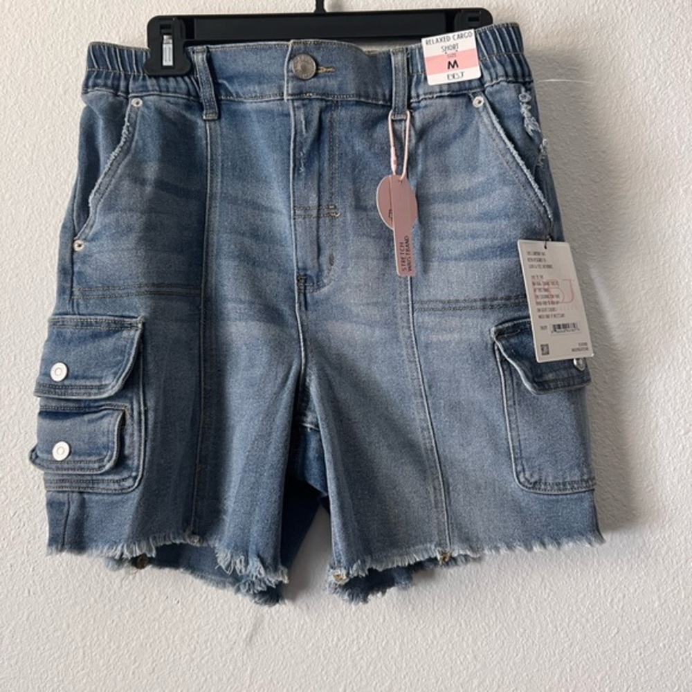 Relaxed Fit Cargo‎ Jeans, Trendy Shorts, Size M, Light Blue, NWT